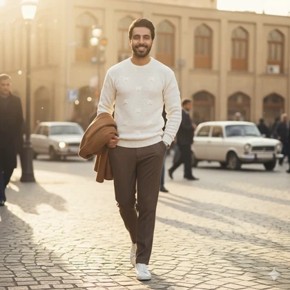 پلیور زاپ‌دار سفید مردانه مدلDeta