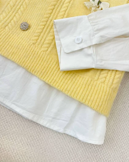 پلیور بافت یقه منجوق دوزی پروانه کد 5266