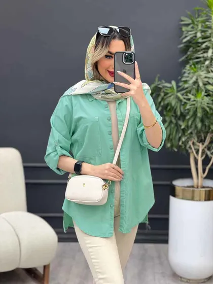مانتو لینن رنگی بغل پنج دکمه
