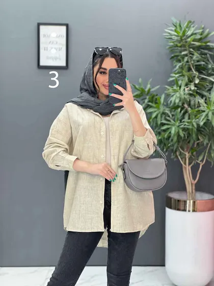 مانتو پیراهنی طرح دار لینن