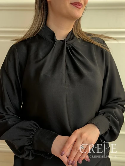 شومیز یقه گره‌ای ساتن مخمل