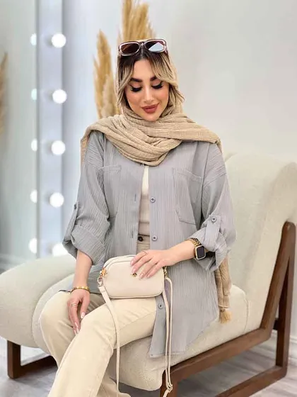 شومیز کراش دو جیب جلو دکمه
