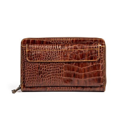 کیف دستی چرم طبیعی (قهوه ای - کروکو )
