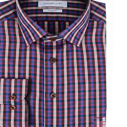 پیراهن مردانه رسمی چهارخونه زرشکی C70