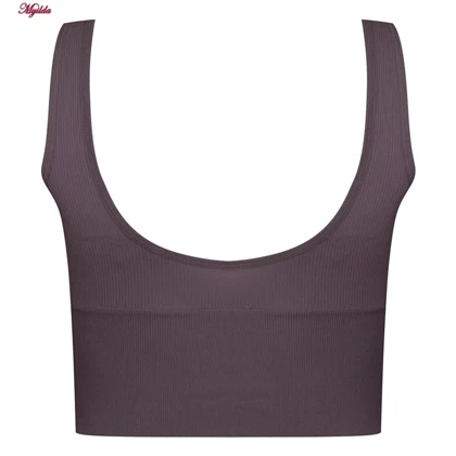 نیم‌تنه ورزشی زنانه مدل کبریتی پددار بادمجانی کد 5083