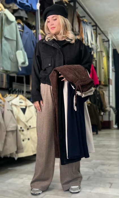 شلوار بگ زنانه مخمل کبریتی قد 100 کمر کش