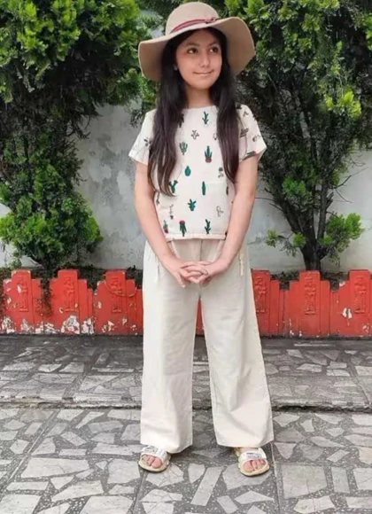 کراپ شلوار دخترانه کاکتوس لینن