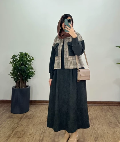 ست سارافون و کت پشمی
