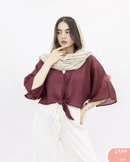 شومیز شیشه ای گره‌ای زنانه 5966 | الینور