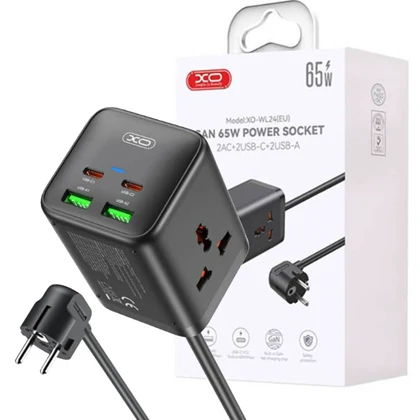 چندراهی دو سوکت برق، دو تایپ سی و دو یو اس بی 65 وات ایکس او WL24