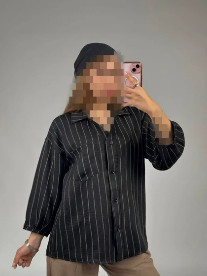 شومیز مانتویی راه راه مدل مهدیس کد 50256