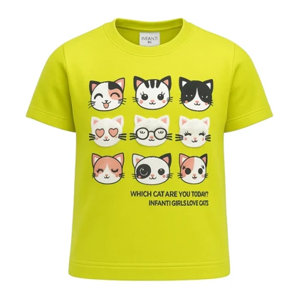 ست تیشرت آستین کوتاه و شلوارک راحتی دخترانه مدل PJ1066