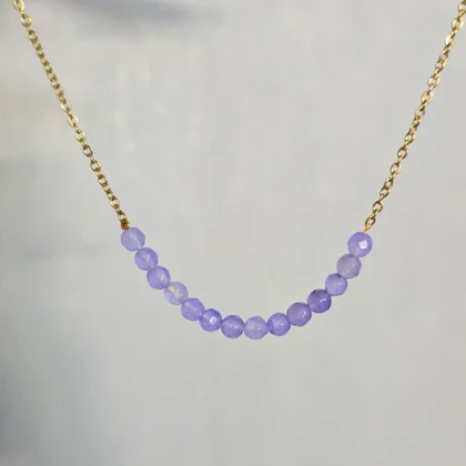 دستبند و گردنبند سنگ آمیتیست قلبی و تراش کریستالی