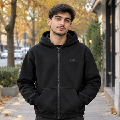 سویشرت کلاهدار مردانه مدل ZARA-مشکی