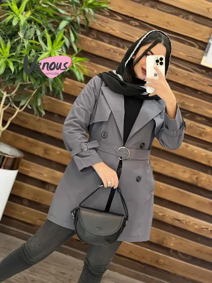 بارانی چهاردکمه کمردار