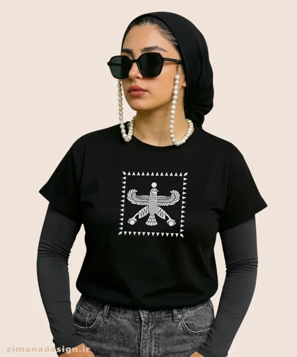 کراپ زنانه اصیل ایرانی طرح درفش شهباز هخامنشیان