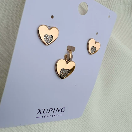 نیم ست قلب تخت نگین‌دار ژوپینگ بدون زنجیر