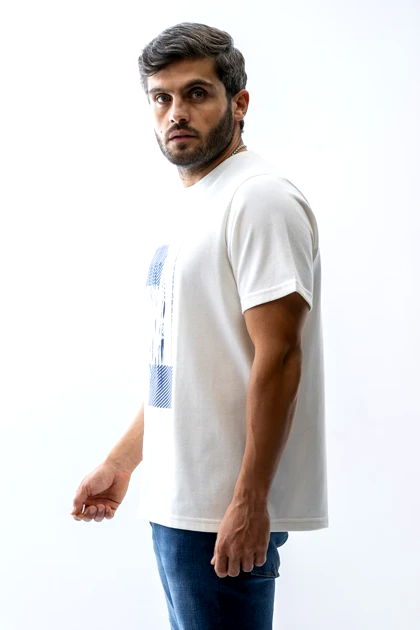 تیشرت بیسیک یقه گرد چاپی مردانه