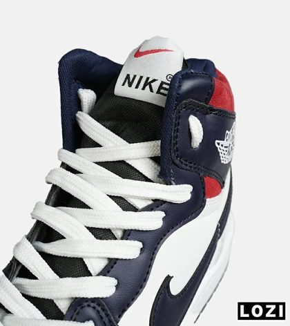 کفش کتانی ساق‌دار مردانه و زنانه سرمه ای سفید NIKE jordan 1 مدل 7678