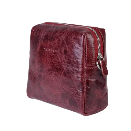 کیف دوشی چرم زرشکی ادری زنانه