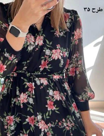 پیراهن حریر سرمه سری 16