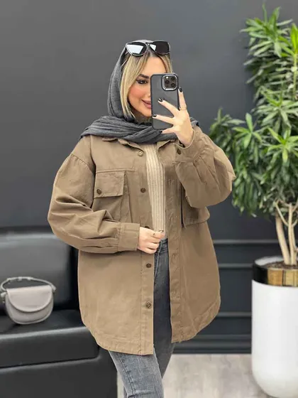 مانتو کتان دو جیب پاکتی