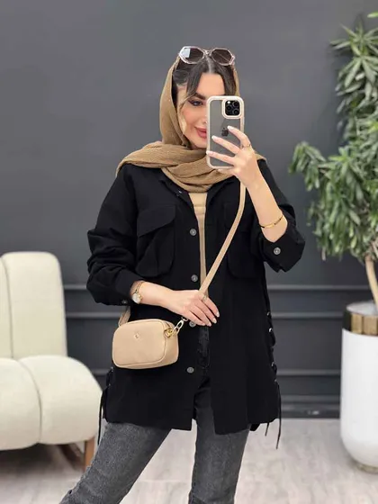 مانتو لینن جیب پیله بند دار