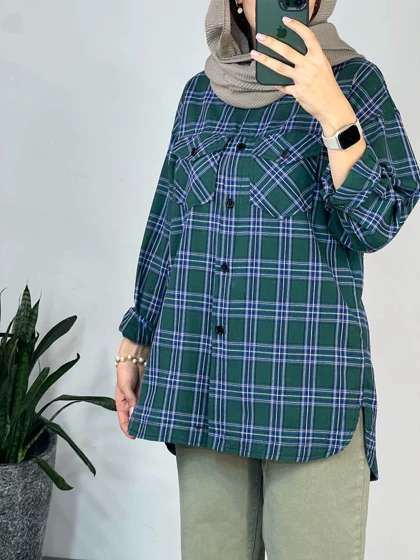 مانتو چهارخونه توت فرنگی