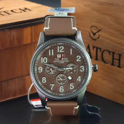 ساعت مچی مردانه تیکارتو Ticarto MT3359G سبک 3 موتوره تاریخ دار کد 1