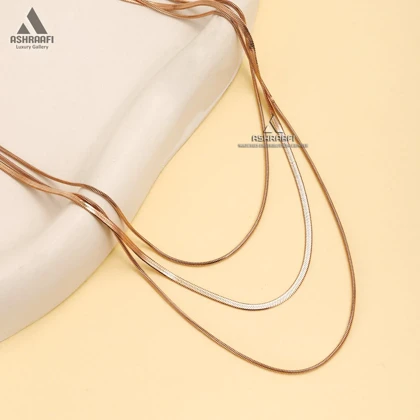 گردنبند سه لاین هرینگبون Herringbone Chain Necklace