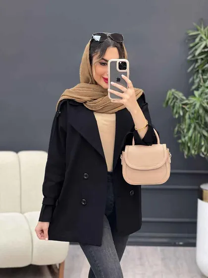 مانتو لینن چهار دکمه سرشانه پاگن
