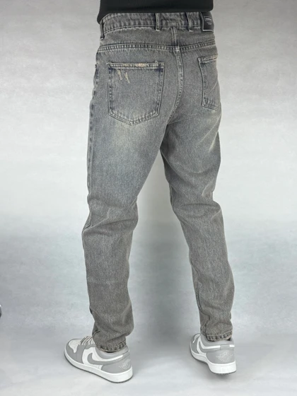 شلوار جین مردانه مام فیت طوسی ساده 151