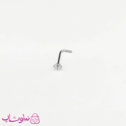 پیرسینگ بینی میخی نگین‌دار سفید نقره ای کد 218