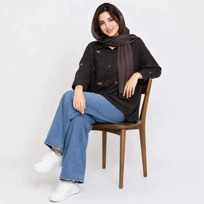 شومیز زنانه گلدوزی پاپیون