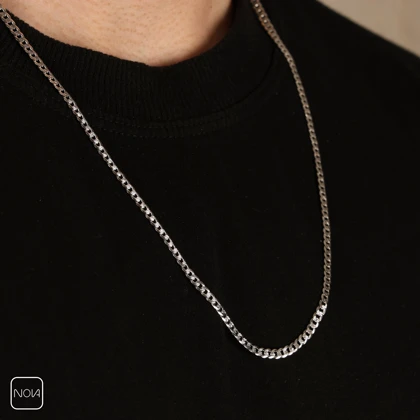 گردنبند نقره مردانه کارتیه تخت تراش کد 0251223