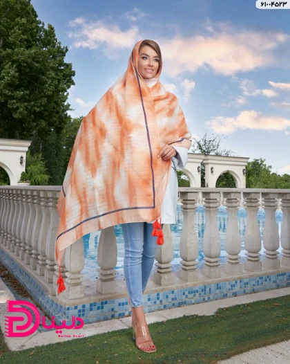 شال آبرنگی نخی منگوله‌دار