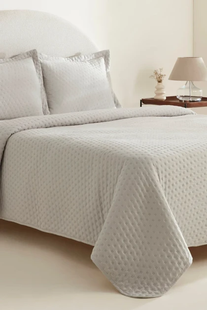 روتختی دو نفره Karaca Home مدل Breeze Soft پلی‌استر - طوسی