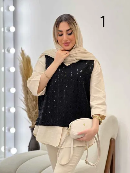 وست طرح دار لینن نچرال