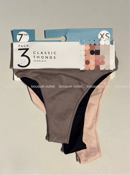 پک سه عددی شورت بک‌لس کلاسیک زنانه برند lefyies seamless thongs