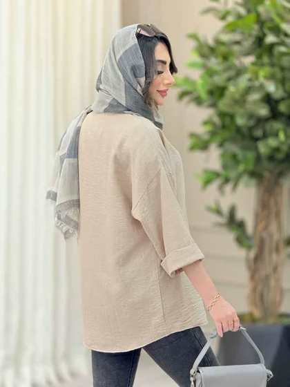 مانتو یقه ایستاده جلو بسته