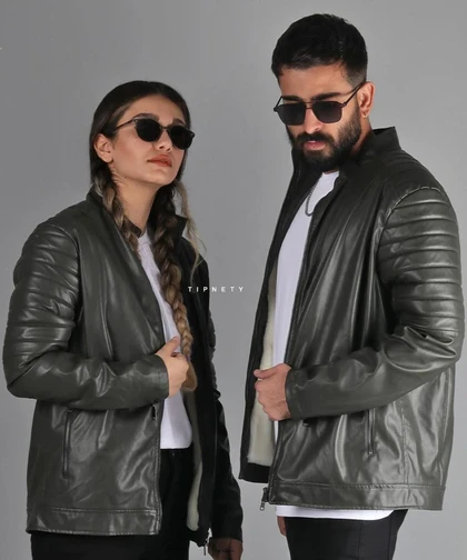 کت چرم مشکی اسپرت 6669