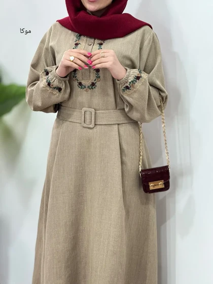 پیراهن مانتویی گلدوزی آیسو فریماه