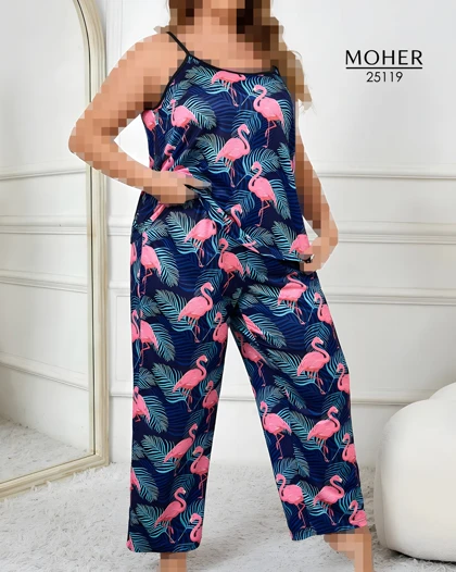 ست تاپ و شلوار راحتی سایز بزرگ با طرح فیلامینگو