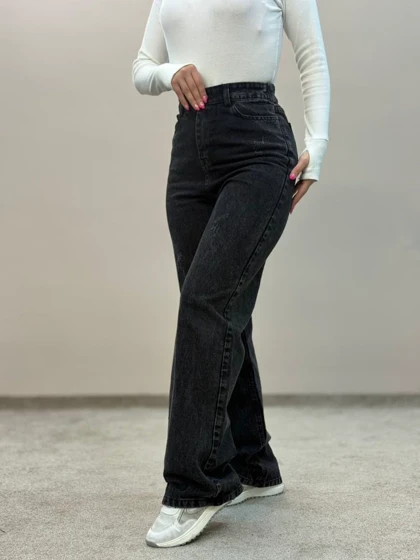 شلوار جین نیمبگ ذغالی تیره 6168