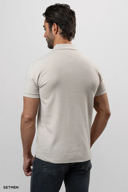 تیشرت یقه نیم زیپ سوزنی ساده