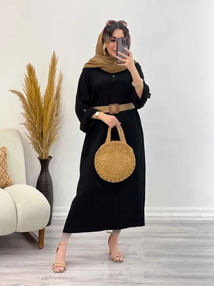 پیراهن بلند دو دکمه آستین پاگن
