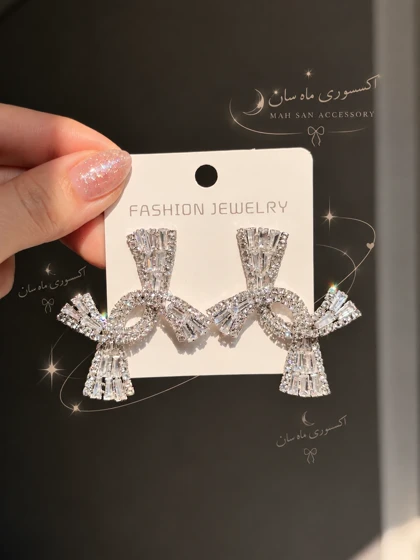 گوشواره جواهری عروس نگین‌دار کد JW0017