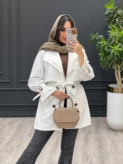 بارانی یقه دوبل ژیله دار