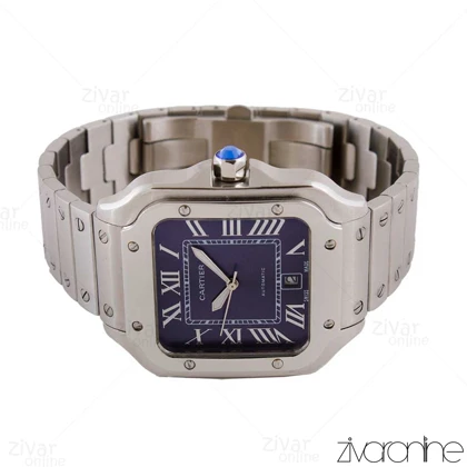 ساعت کارتیر مردانه مدل سانتوس نقره ای صفحه سرمه ای 103961