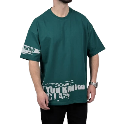تیشرت آستین کوتاه مردانه سبز دونخ مدل KNOW